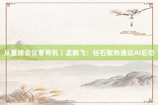 从重磅会议看商机丨孟鹏飞：钻石散热通达AI后劲